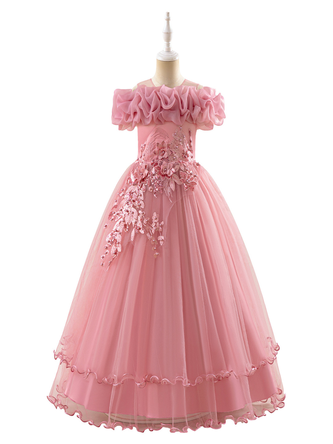 

StyleCast x Revolte Embellished Ruffled Net A-Line Dress, Pink