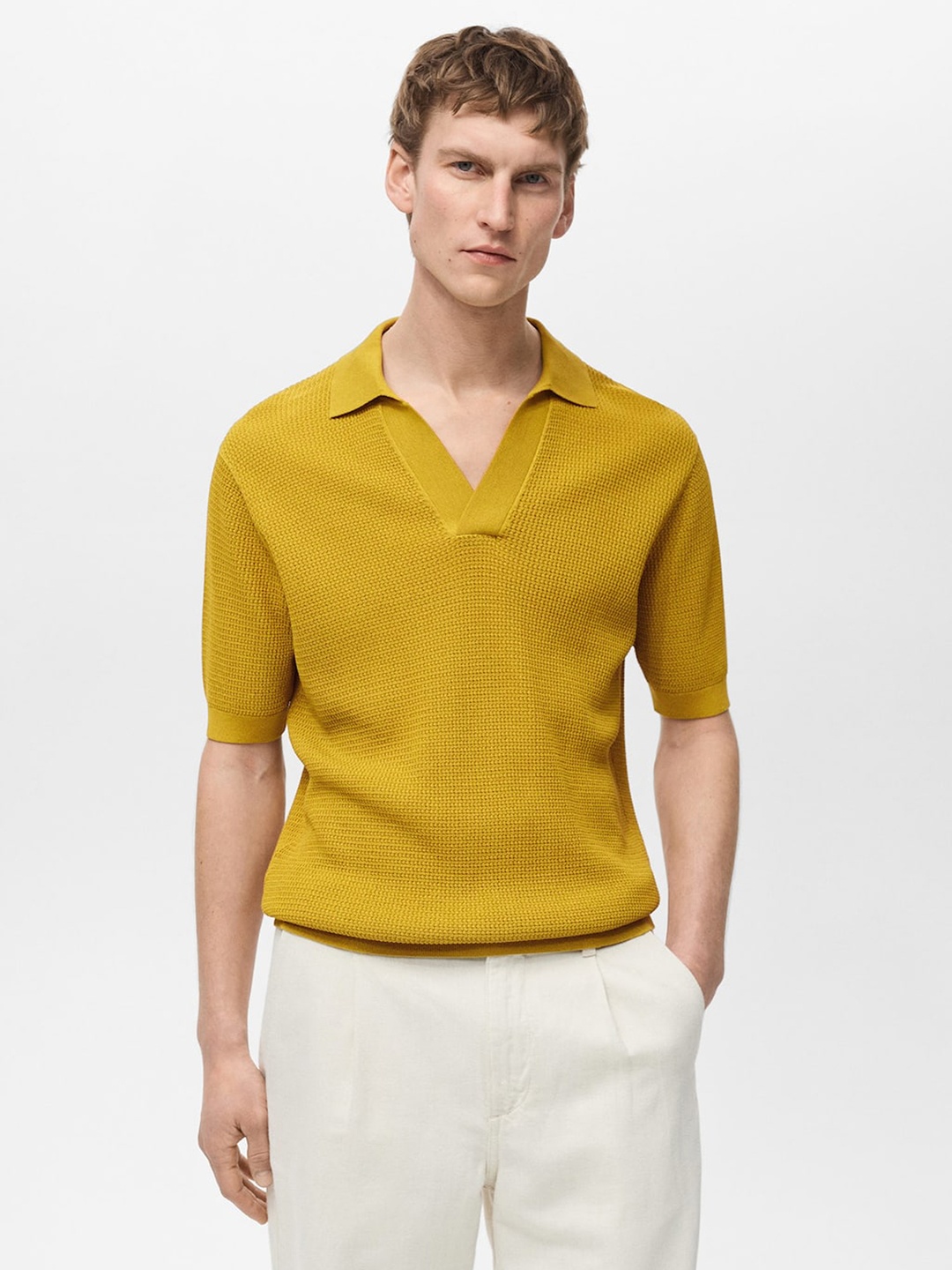 

MANGO MAN Polo Collar T-shirt, Yellow