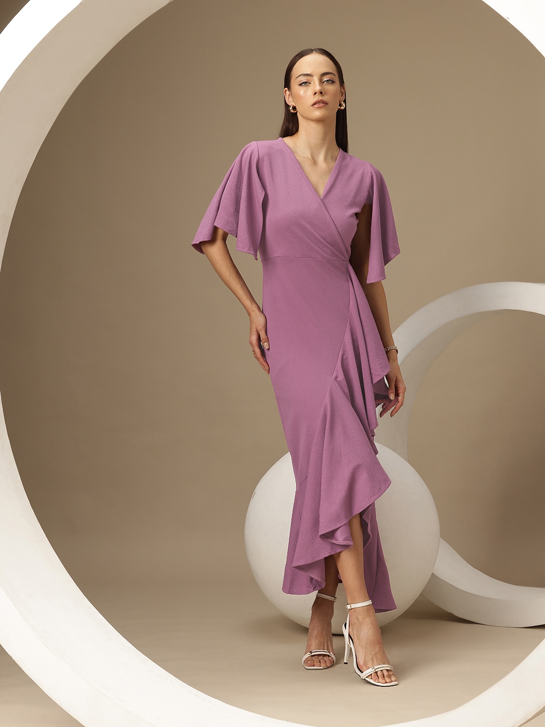 

Chemistry Ruffle Bodycon Midi Dress, Pink