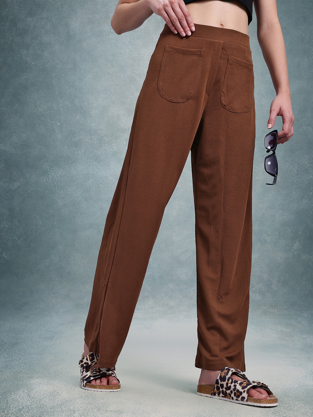 

The Roadster Lifestyle Co. Smart High-Rise Trousers, Coffee brown