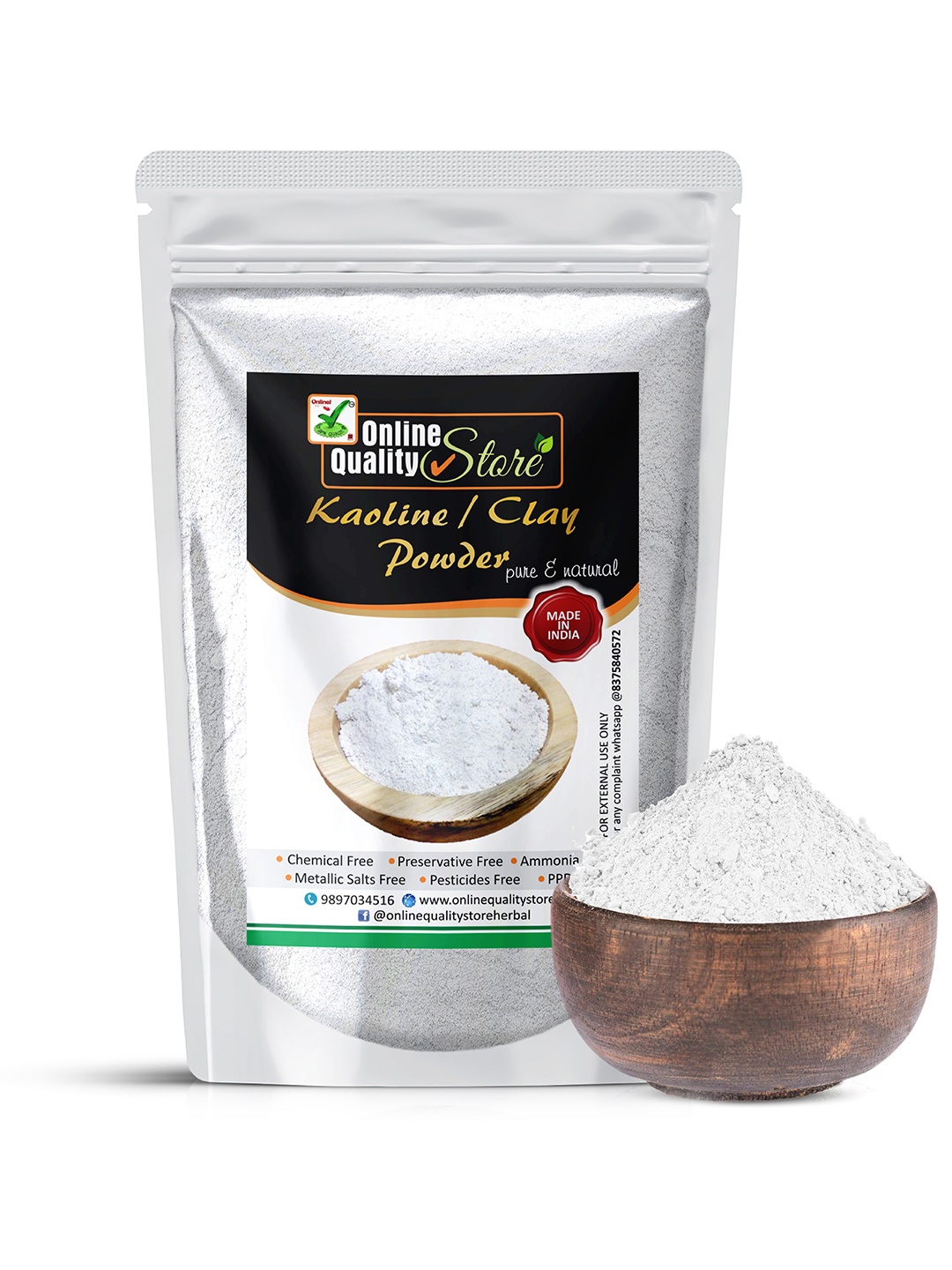 

Online Quality Store Pure And Natural Kaolin Clay Powder For Hair And Skin - 900 g, White