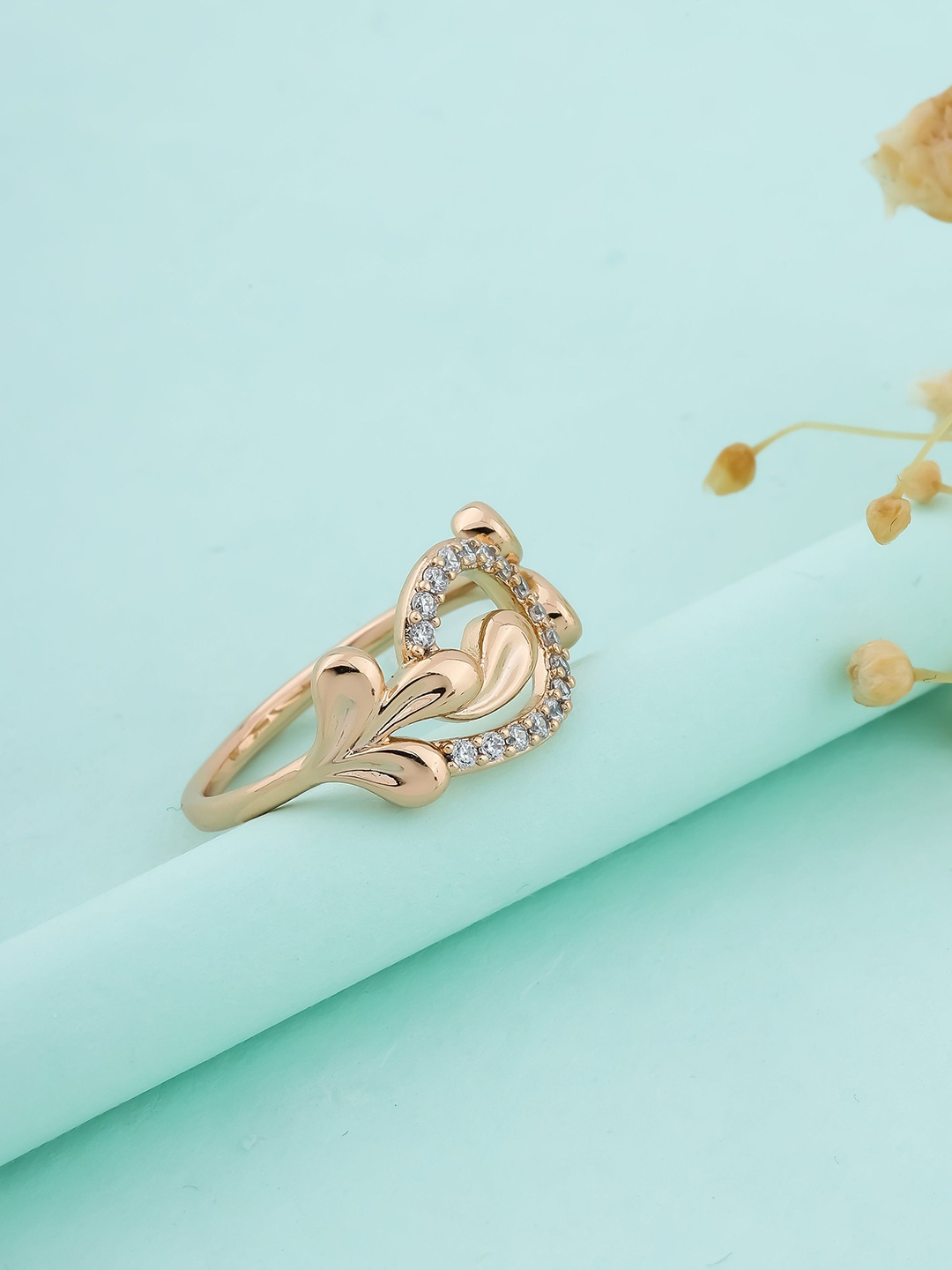 

DressBerry Artificial Stone Studded Adjustable Finger Ring, Gold