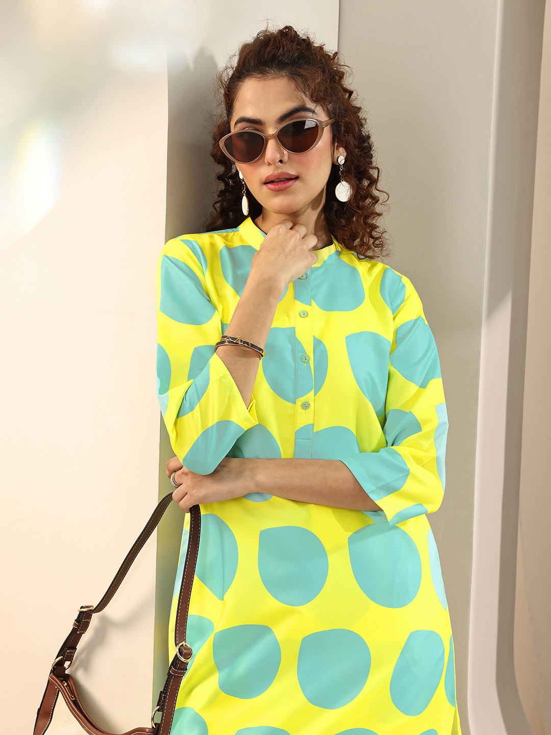 

Libas Women Printed Regular Kurta with Trousers, Yellow
