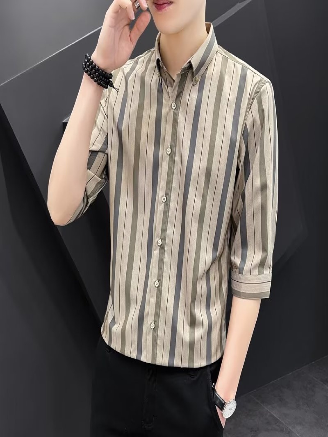 

StyleCast Men Horizontal Stripes Opaque Striped Casual Shirt, Brown