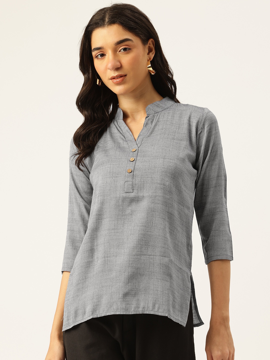 

Molcha Solid Pure Cotton Kurta, Grey