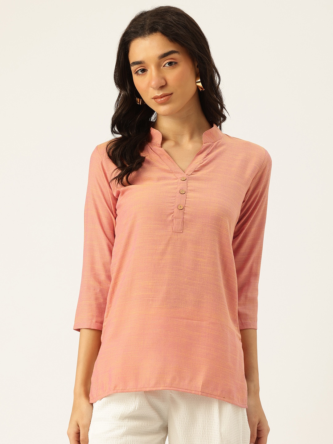 

Molcha Solid Pure Cotton Kurta, Peach