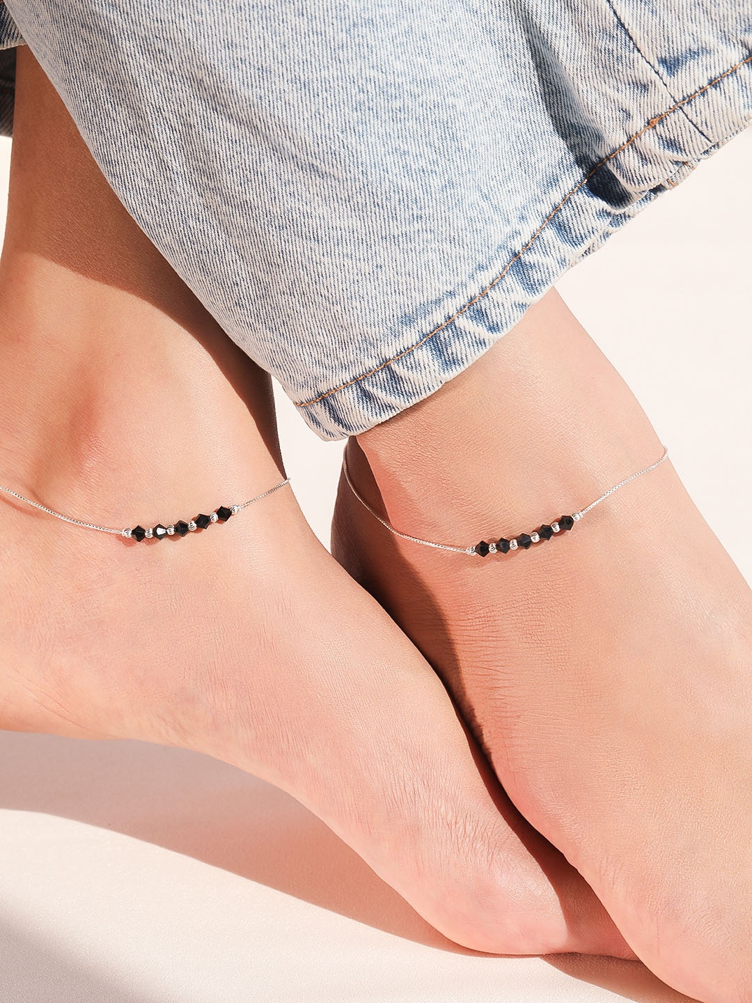 

Zavya Rhodium-Plated Anklet, Silver