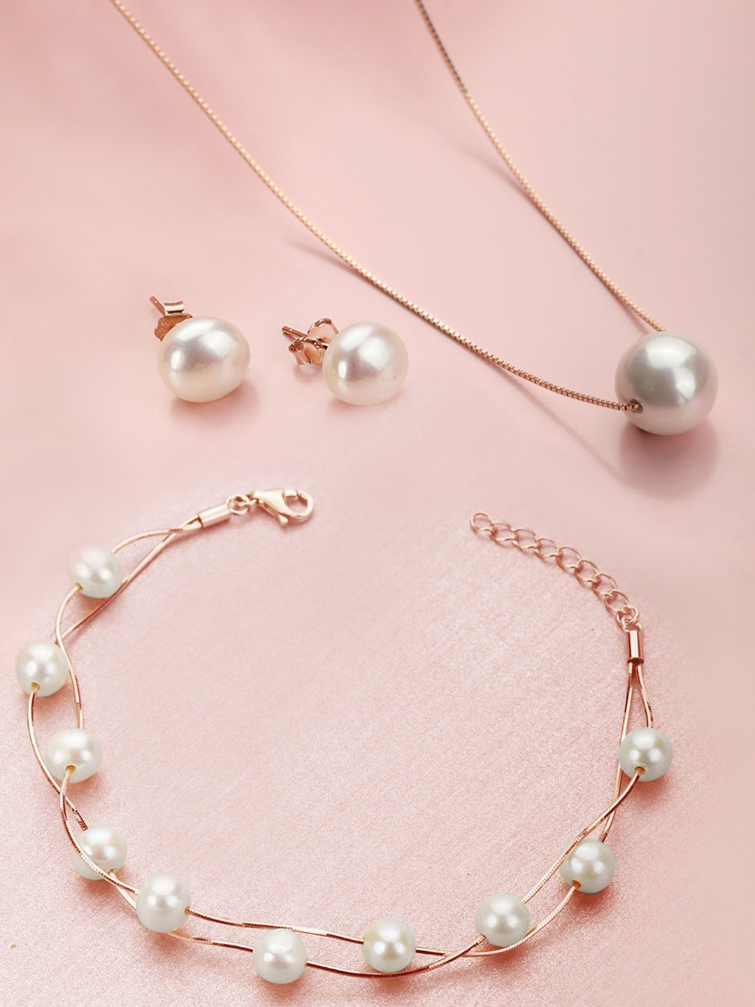 

Zavya Rose Gold-Plated Pearls Jewellery Set