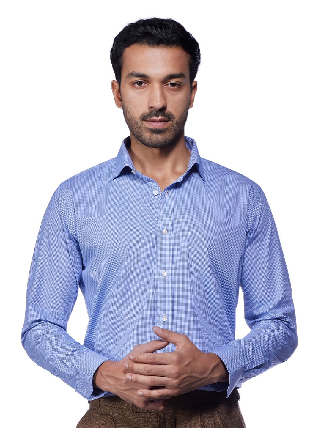 

Bombay Shirt Company Men's Micro-Checked Formal Shirt, Blue