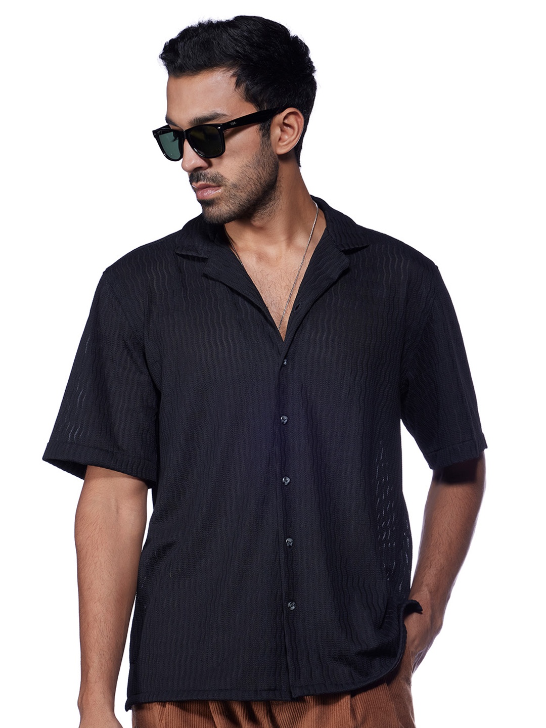 

Bombay Shirt Company Men Dobby Knit Shirt, Black