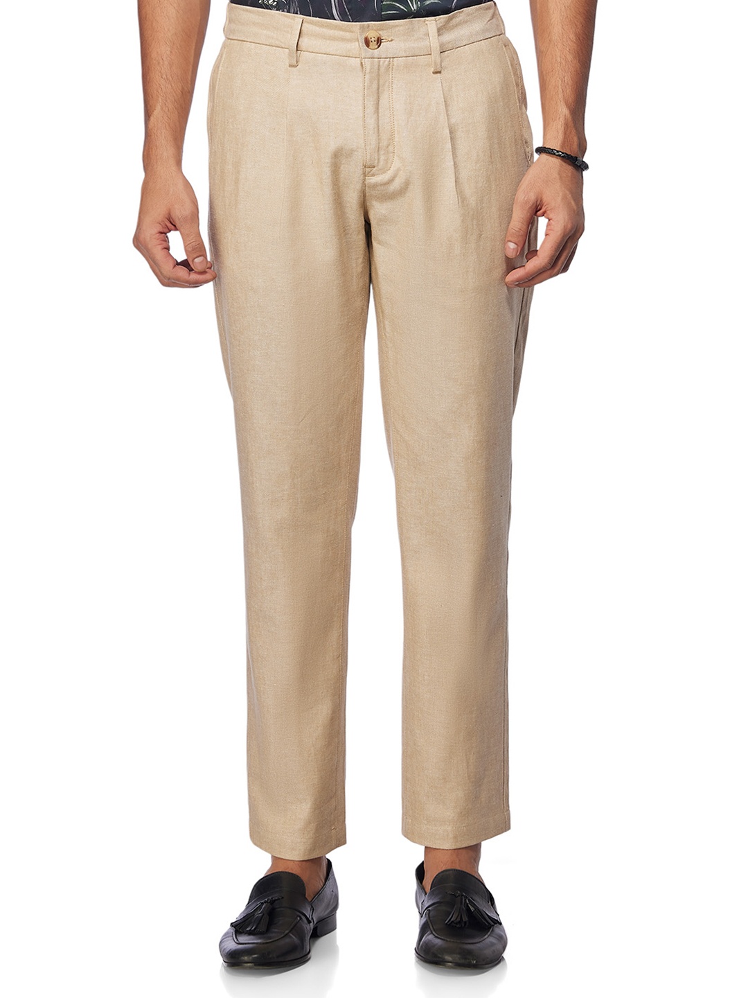 

Bombay Shirt Company Men Low-Rise Trousers, Beige