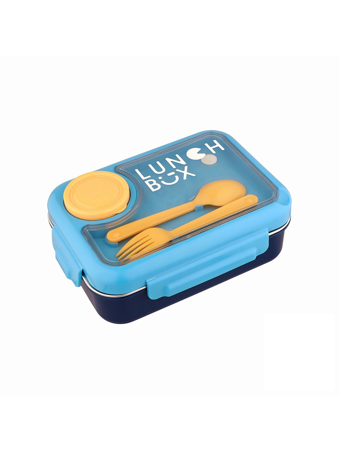 

Classic Essentials Vroom Blue and Yellow Stainless Steel 3 Compartment Lunch Box