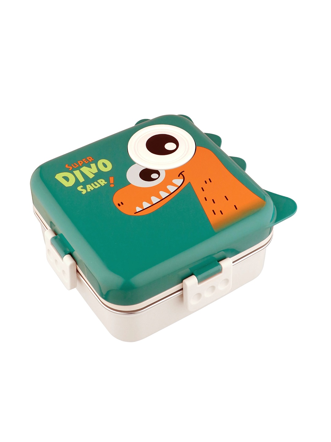 

Classic Essentials Dino Stainless Steel 3 Compartment 2 layer Lunch Box, Green