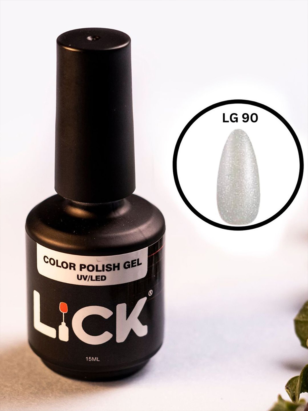 

LICK UV/LED Color Polish Long Lasting Gel Nail Polish - 15 ml - Glitter - LG 90, White