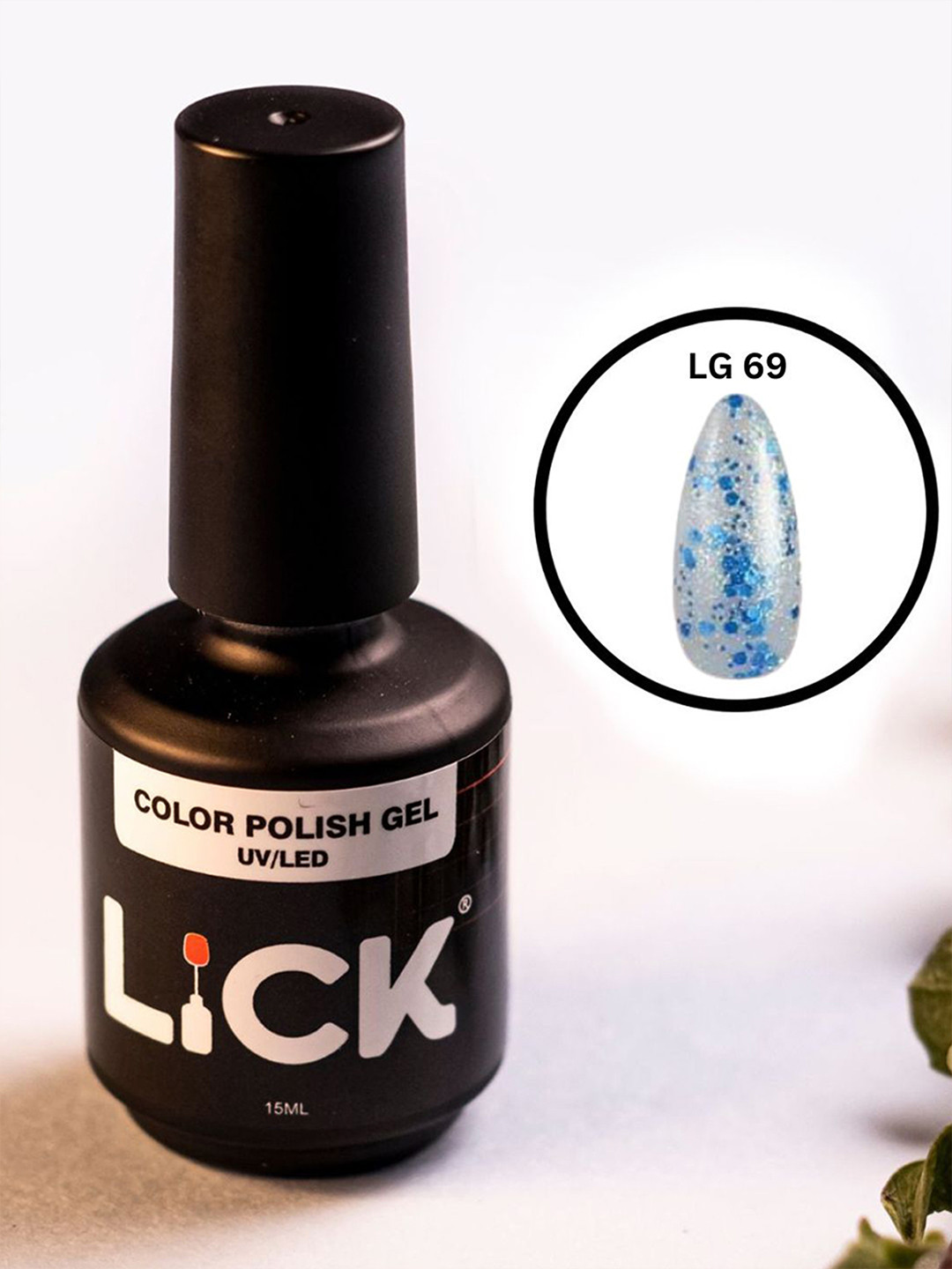 

LICK Uv - Led Long Lasting Gel Nail Polish - 15 ml - Glitter - LG 69, Blue