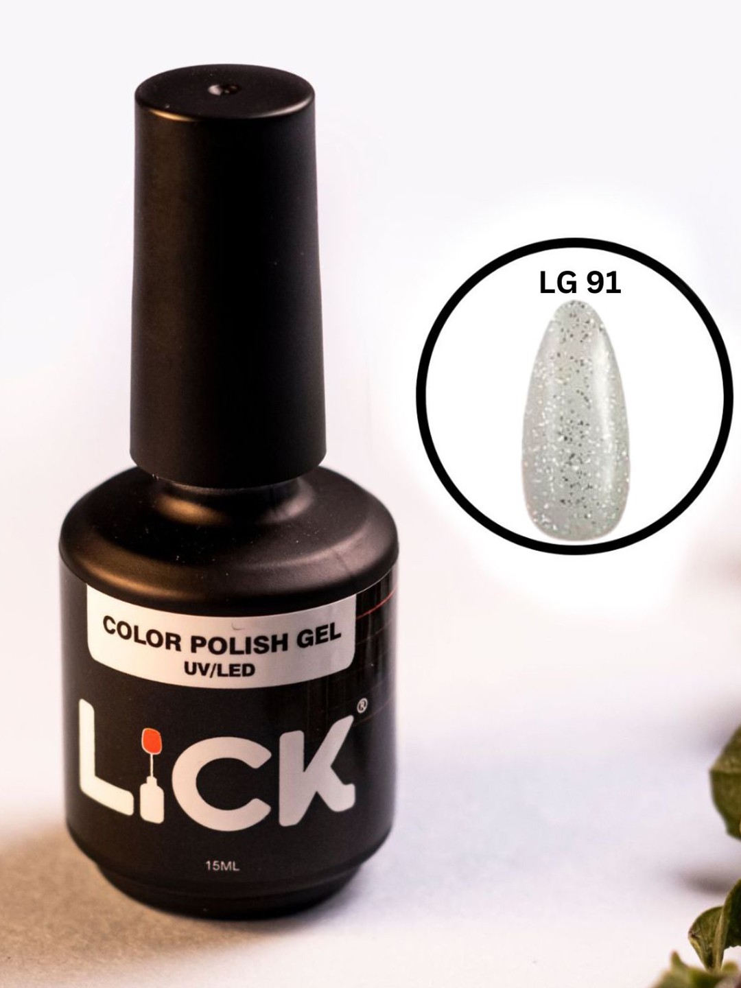 

LICK Uv - Led Long Lasting Gel Nail Polish - 15 ml - Glitter - LG 91, Silver