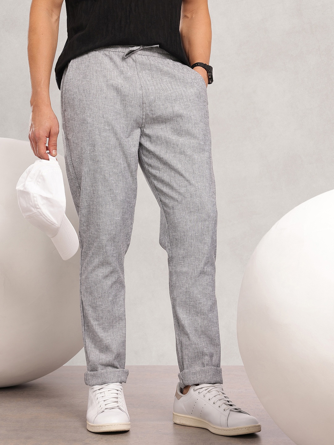 

Nautica Men Smart Chinos Trousers, Grey melange