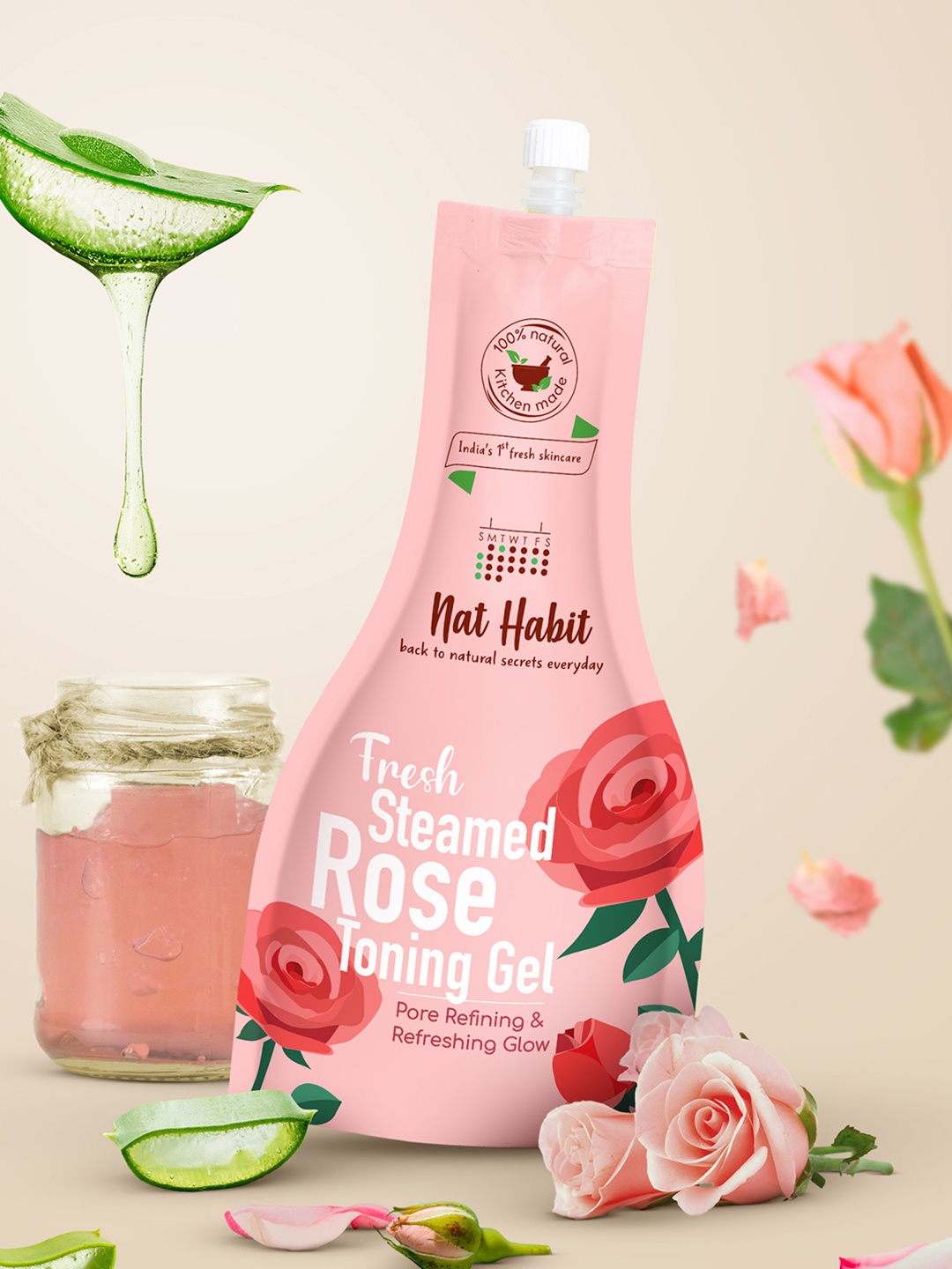 

Nat Habit Fresh Steamed Rose Toning Face Gel - 80 g, Pink