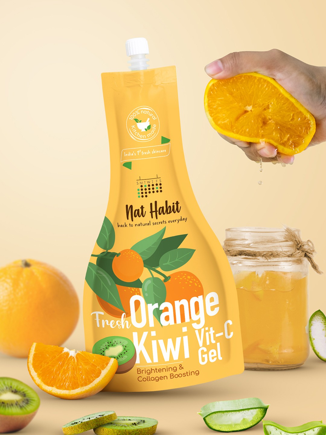 

Nat Habit Orange Kiwi Vitamin C Face Gel For Collagen Boost - 80 g