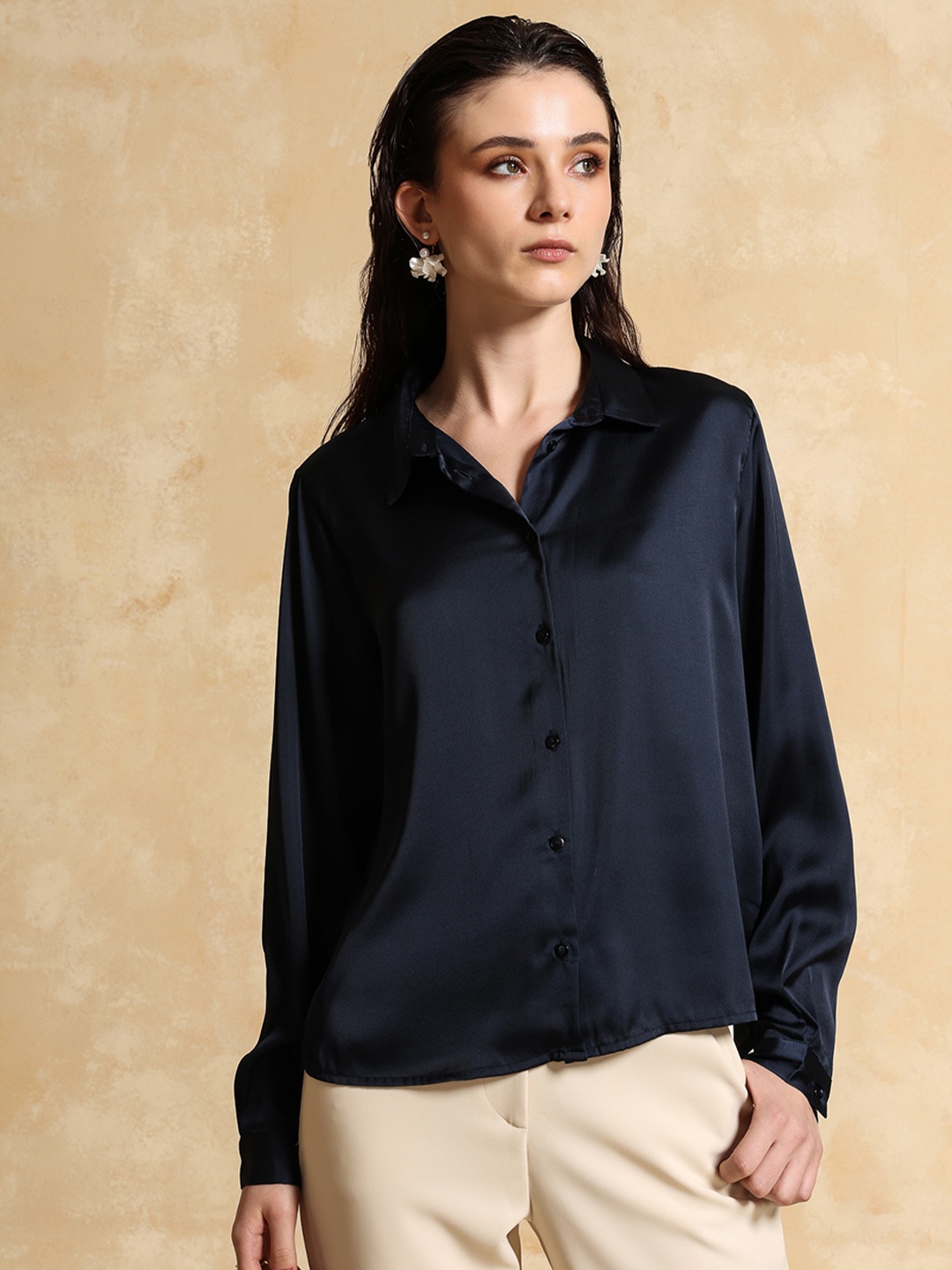 

Kazo Women Opaque Formal Shirt, Navy blue