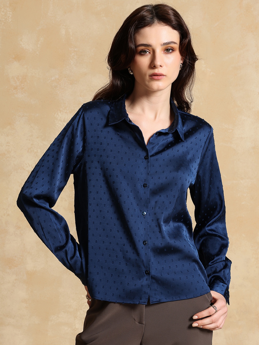 

Kazo Women Opaque Party Shirt, Blue