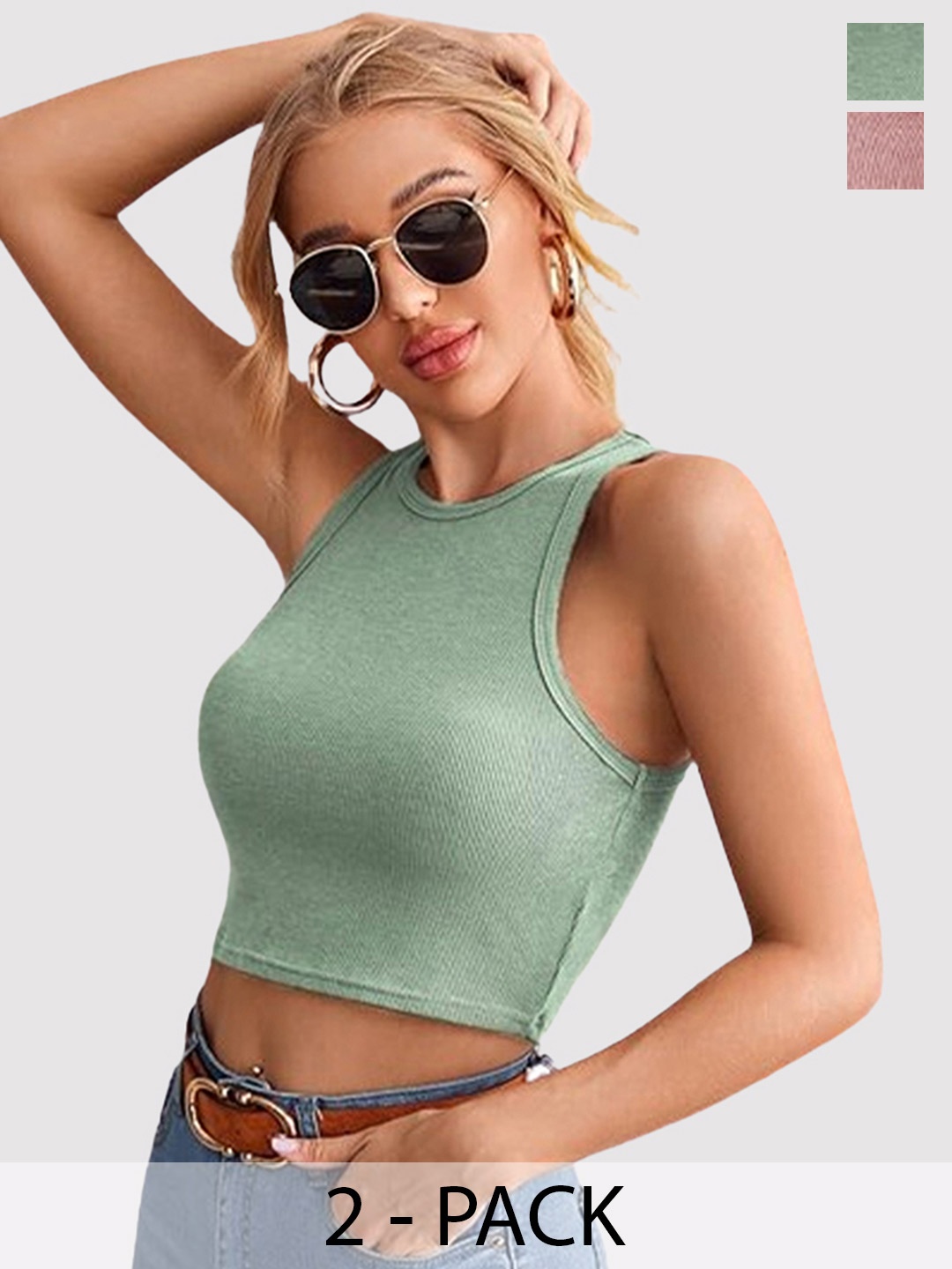 

Mast & Harbour Cotton Tank Crop Top, Multi