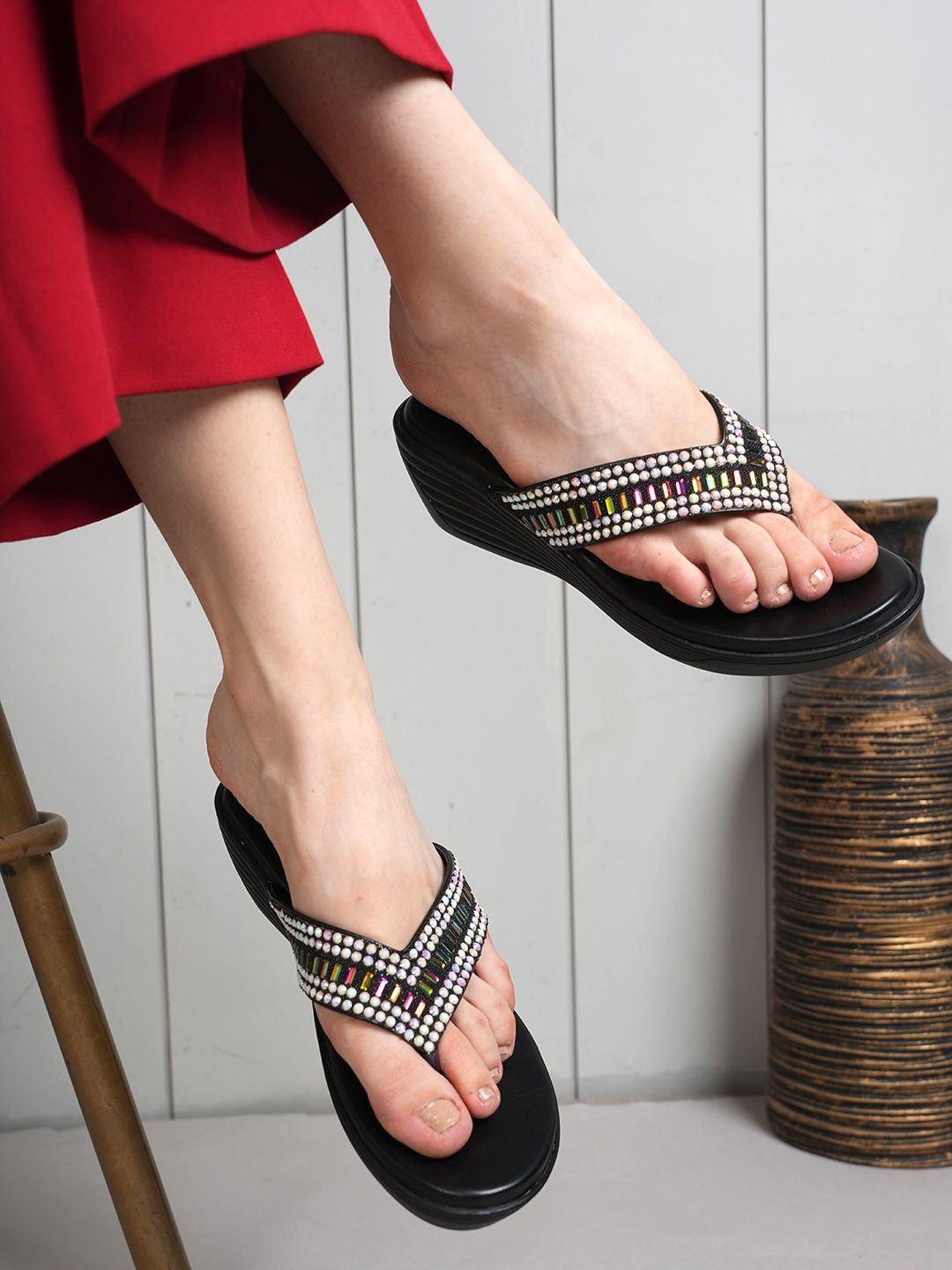 

Anouk Embellished Party Wedge Sandals, Black