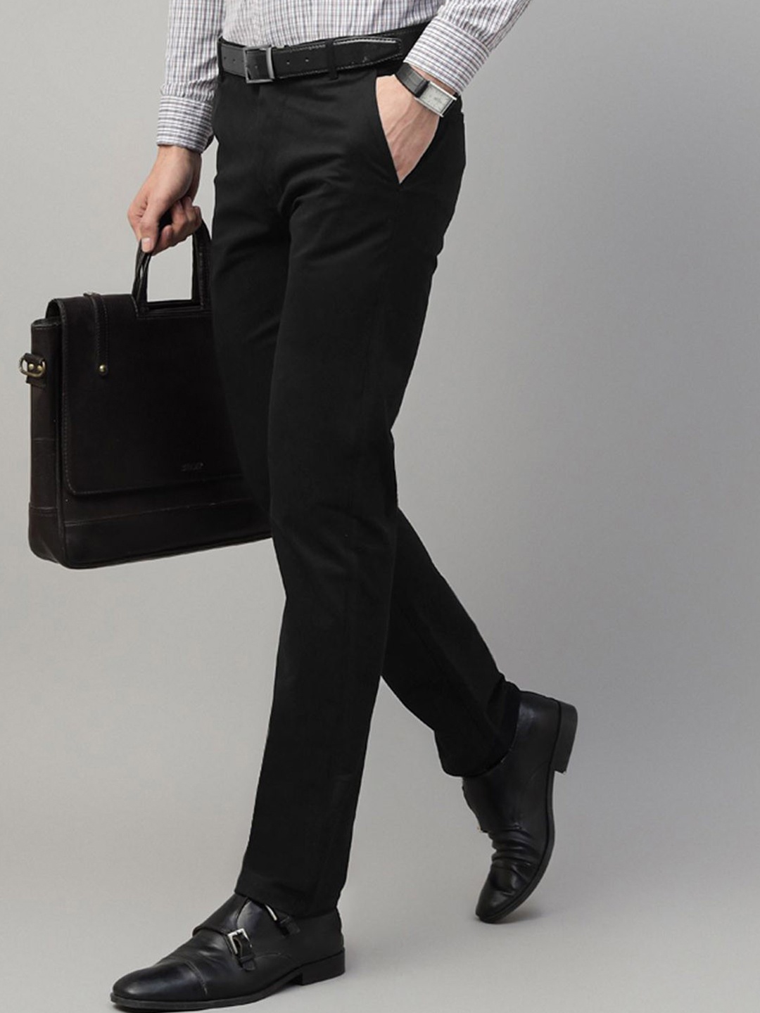 

Hancock Men Slim Fit Chinos Trousers, Black