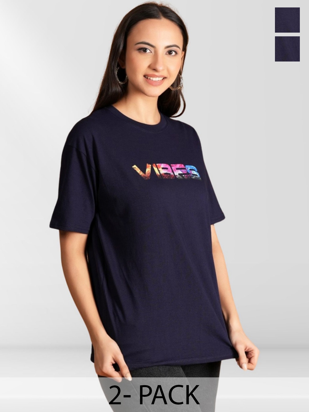 

NEYSA Women Typography 2 Printed Applique T-shirt, Multi