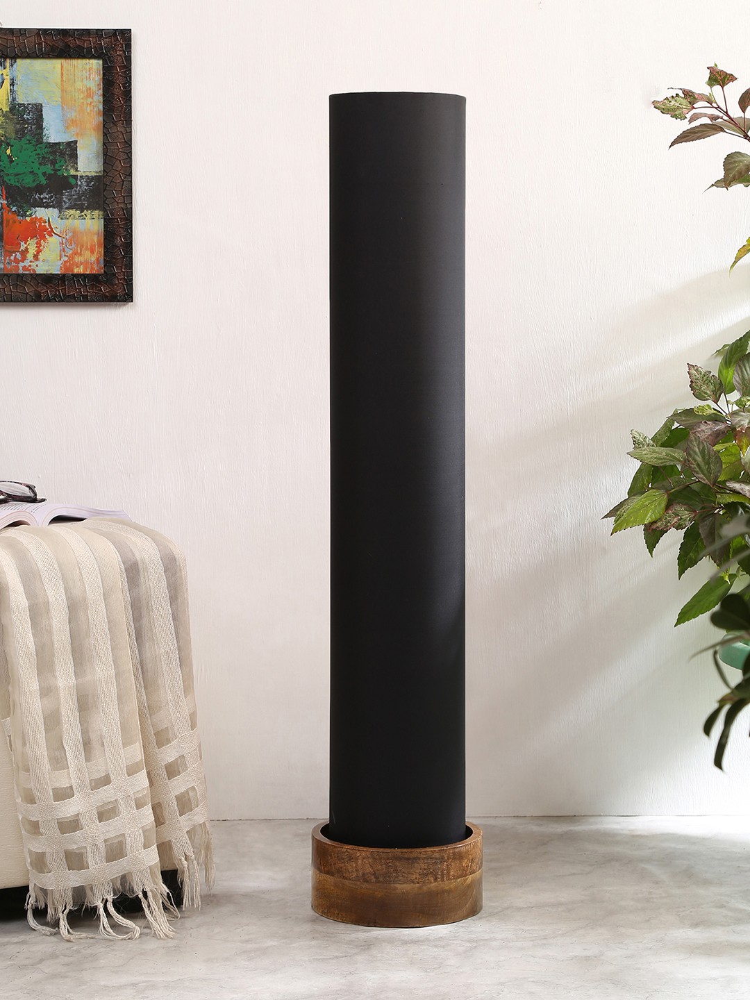 

Devansh Black & Brown Cylinder Shaped Wooden Floor Lamp