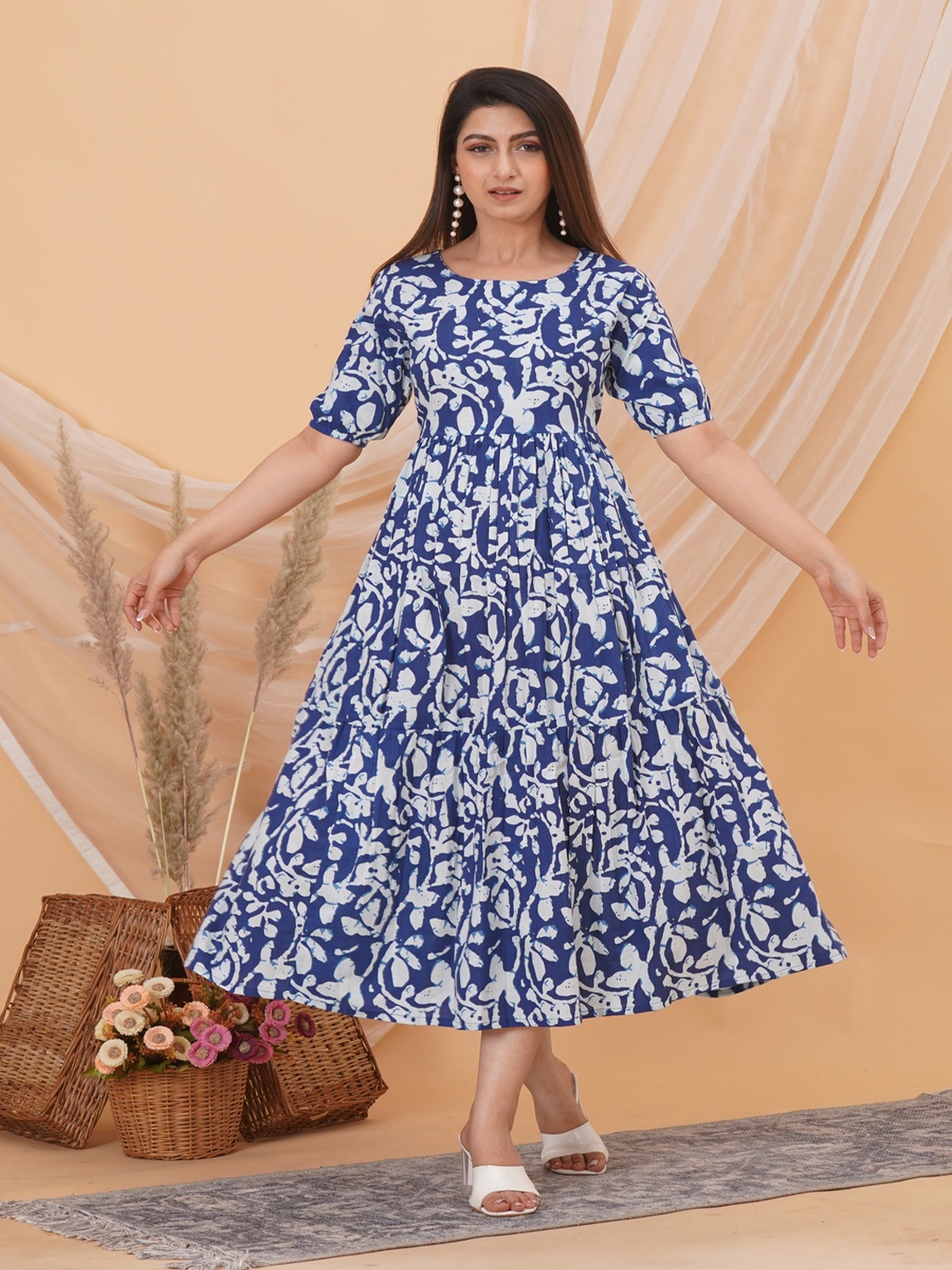 

Malia Floral Print Fit & Flare Midi Dress, Blue