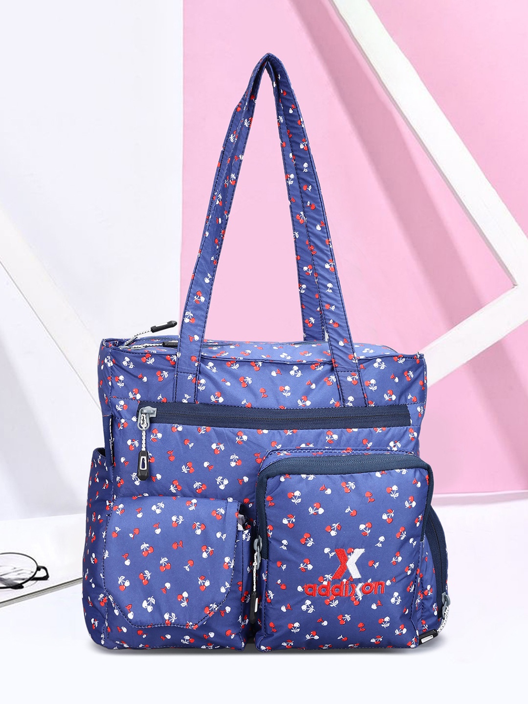 

Addixon Floral Printed Structured Hobo Bag with Bow Detail, Blue