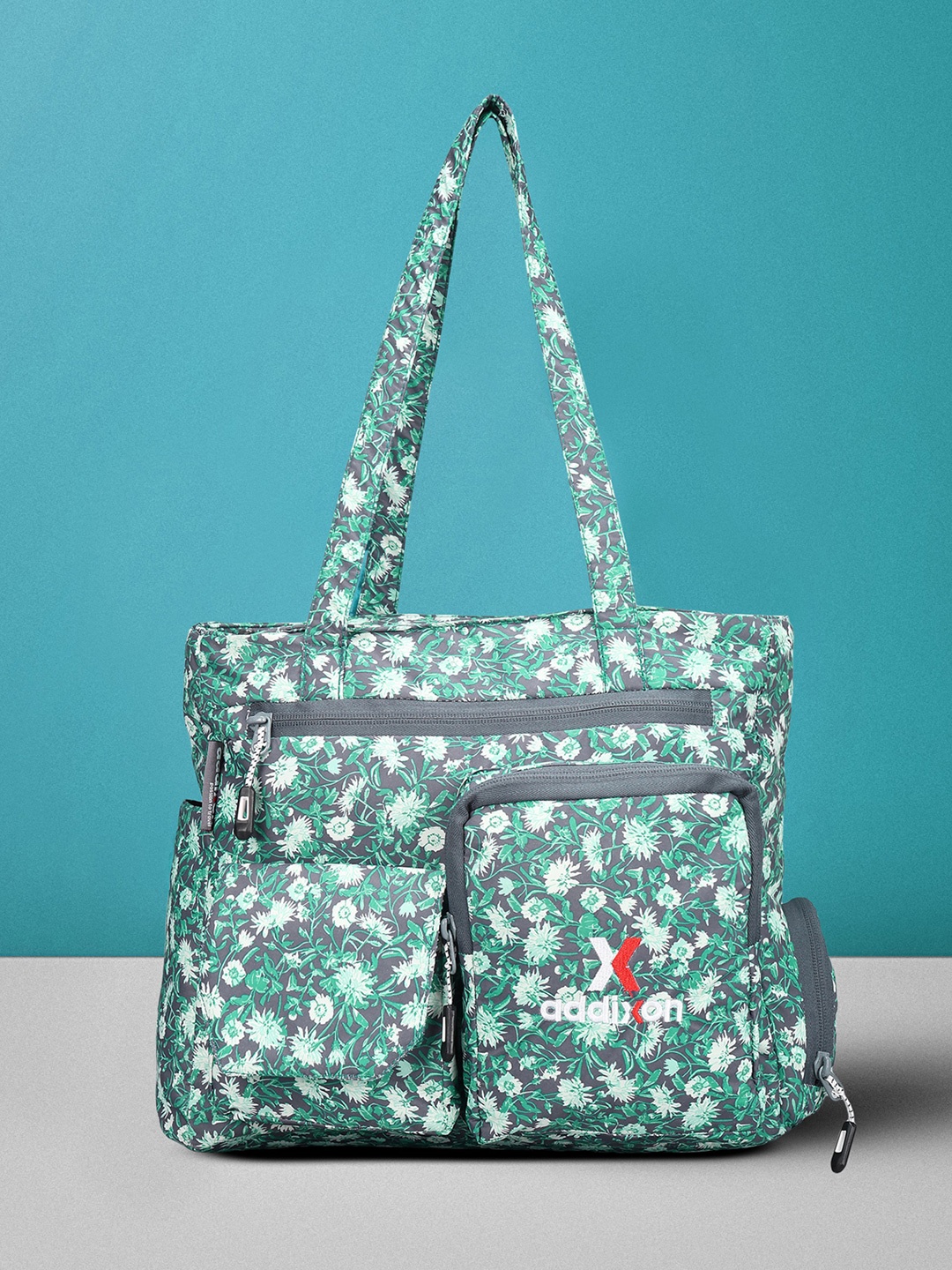 

Addixon Floral Printed Structured Hobo Bag with Tasselled, Green