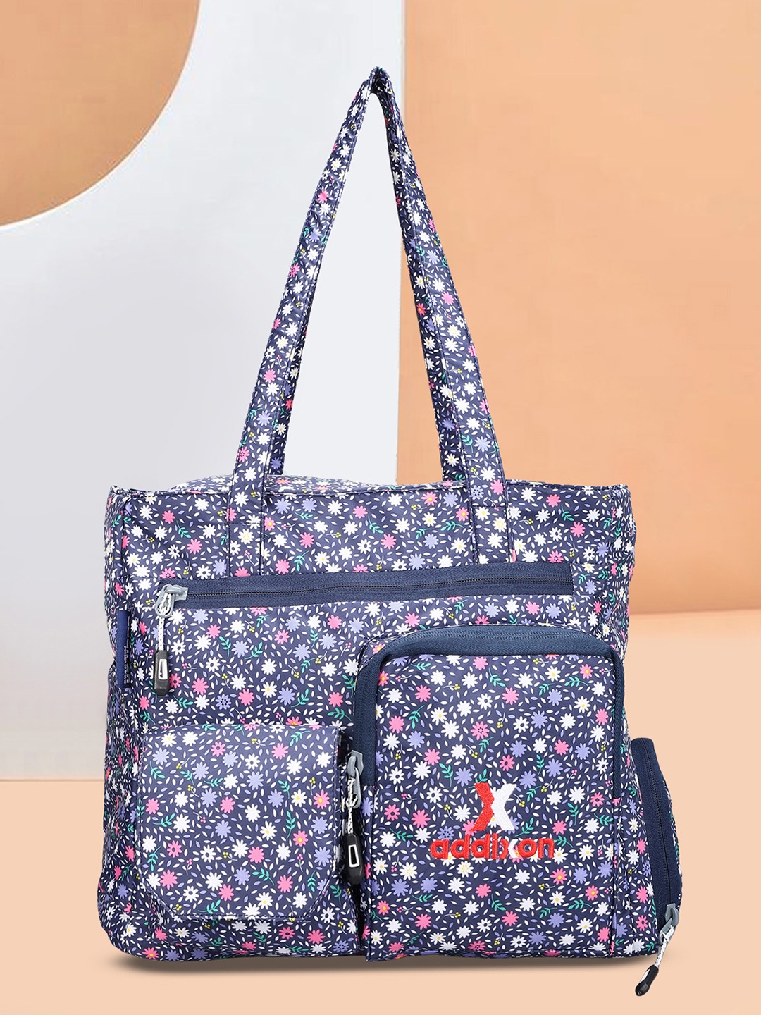 

Addixon Floral Printed Structured Hobo Bag with Bow Detail, Blue