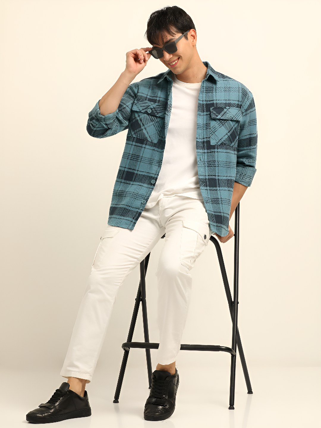 

Bushirt Oversized Casual Shacket, Blue