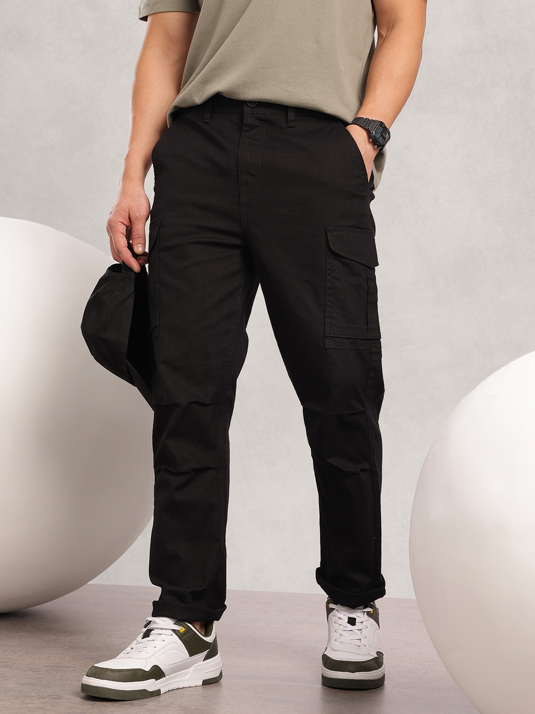 

Nautica Men Smart Easy Wash Cargo Trousers, Black