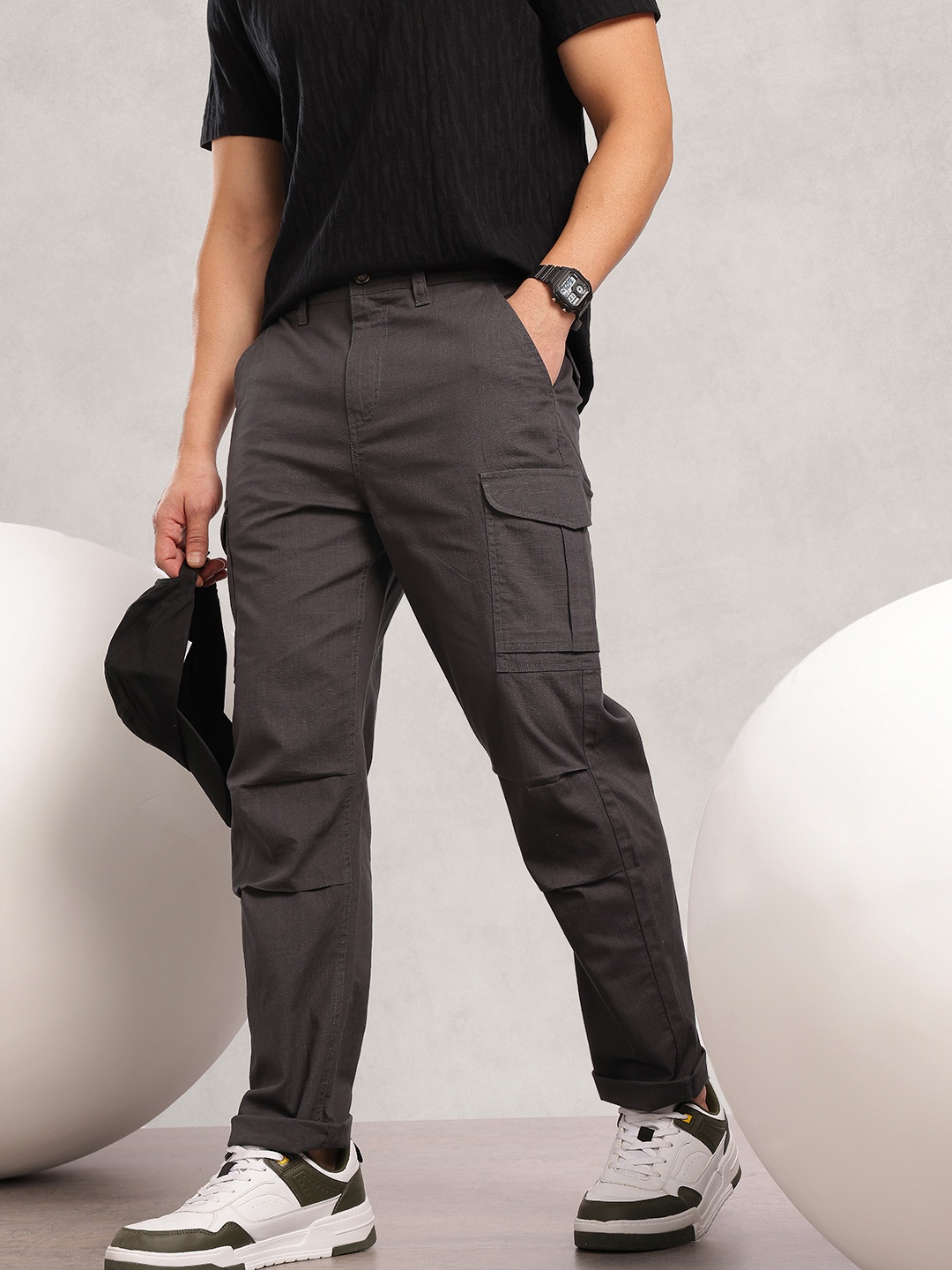 

Nautica Men Smart Easy Wash Cargo Trousers, Grey