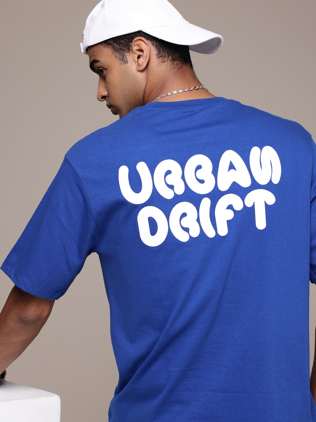 

R.Code by The Roadster Life Co. Typography Printed T-shirt, Blue