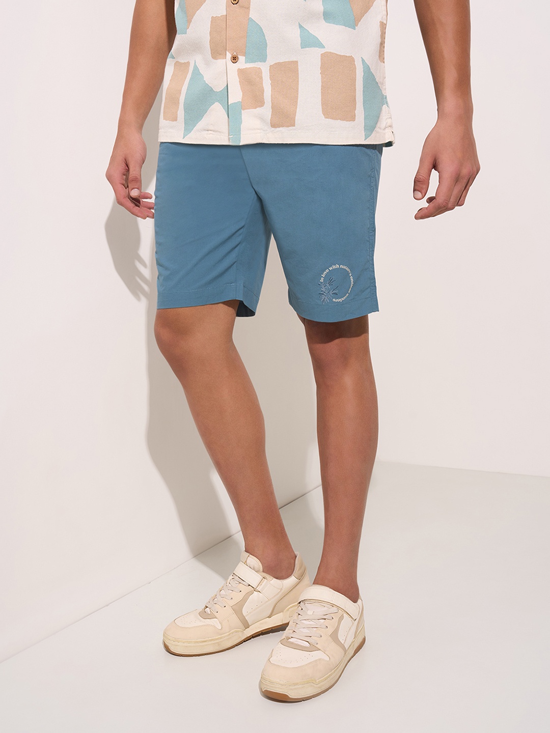 

7 Alt by Pantaloons Men Slim Fit Sports Shorts, Turquoise blue