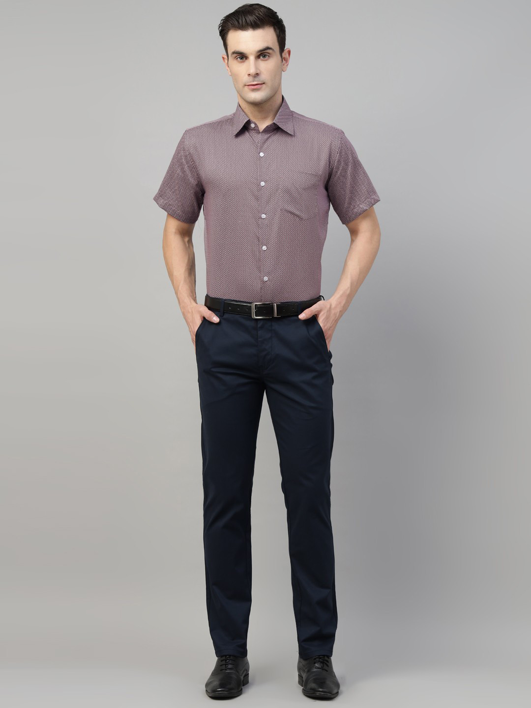 

Hancock Men Premium Slim Fit Opaque Printed Party Shirt, Red