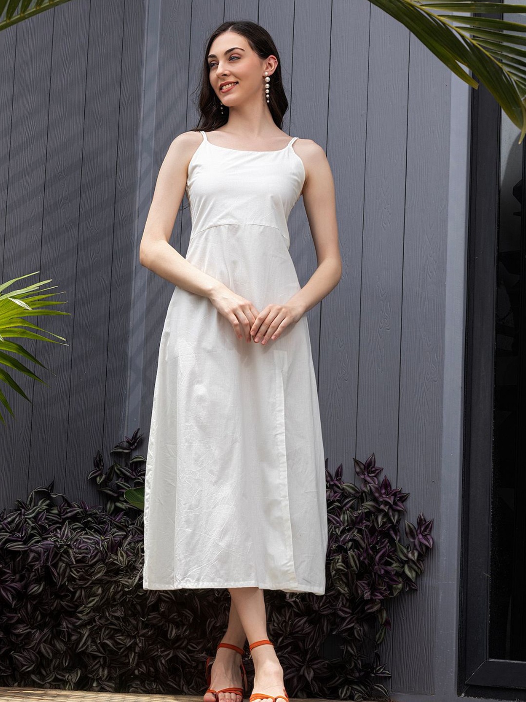 

House of Abeena A-Line Midi Dress, White