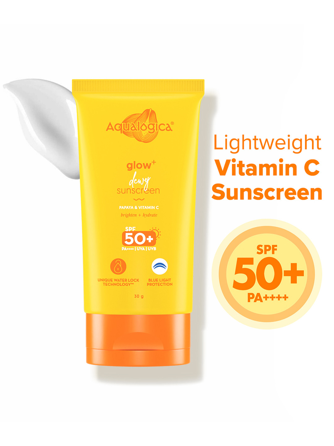 

Aqualogica Glow+ Dewy Sunscreen SPF 50 PA++++ - 30 g, White
