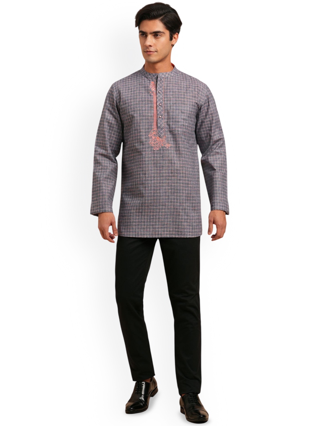 

Arch element Men Thread Work Kurta, Grey