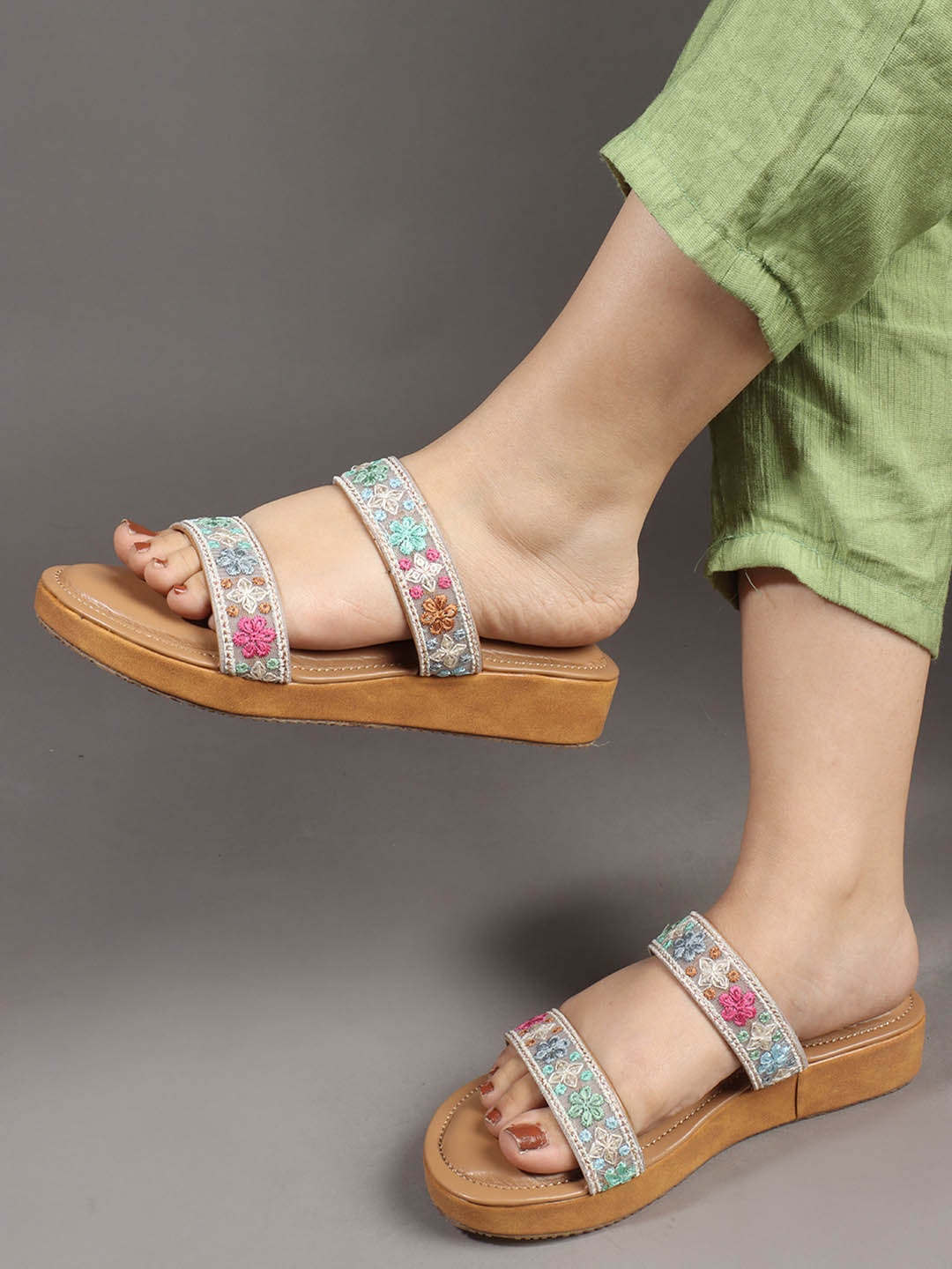 

Anouk Embellished Wedge Sandals, Beige