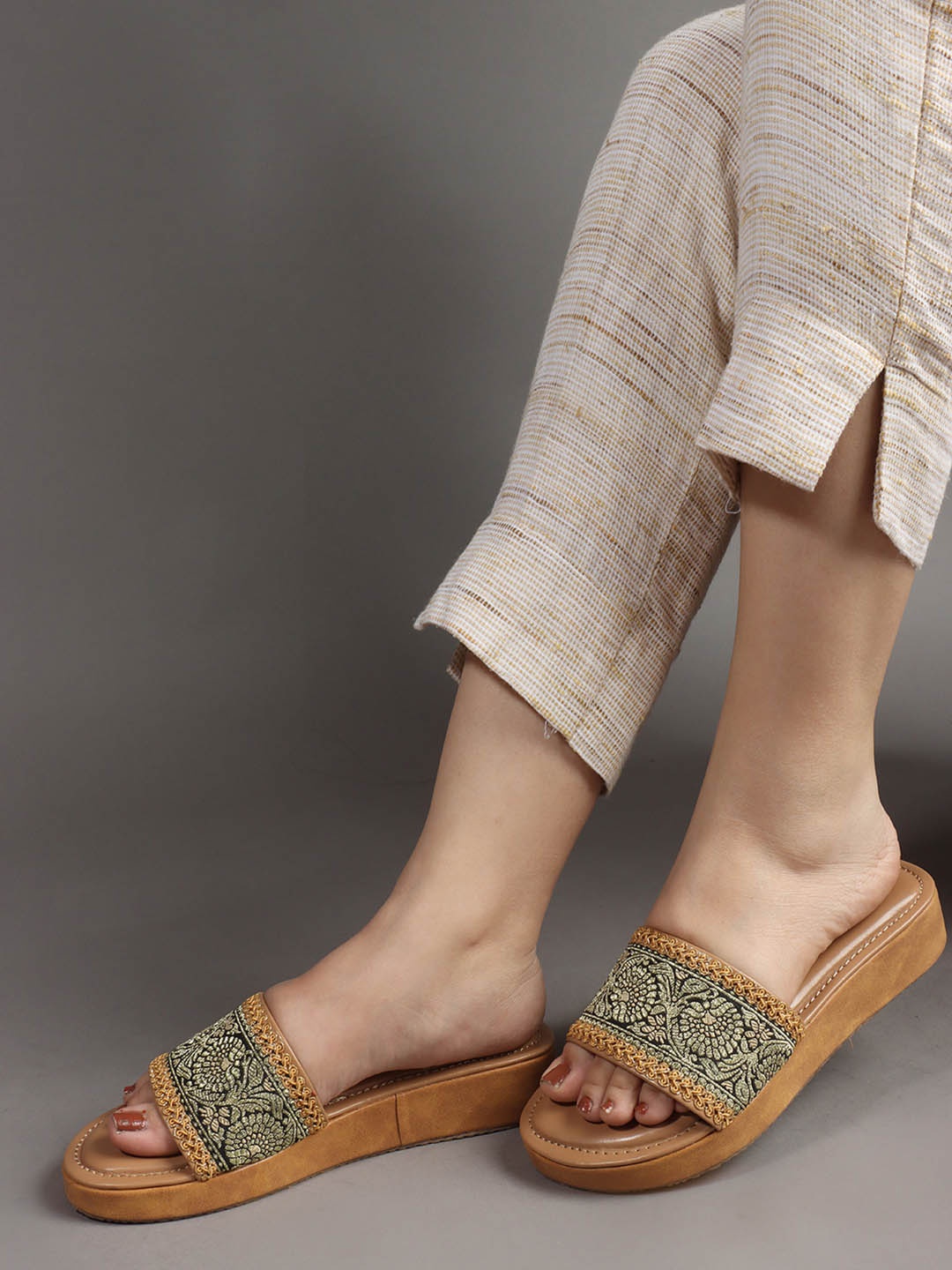 

Anouk Embellished Wedge Sandals, Beige