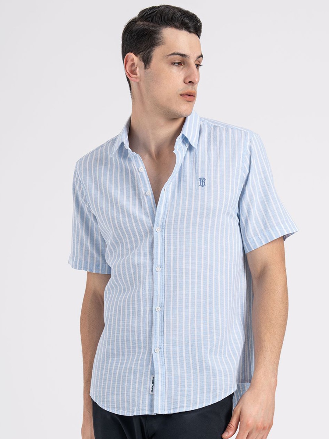 

Red Tape Men Relaxed Opaque Striped Casual Shirt, Blue