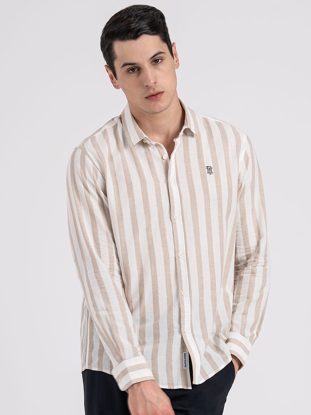 

Red Tape Men Relaxed Opaque Striped Casual Shirt, Brown