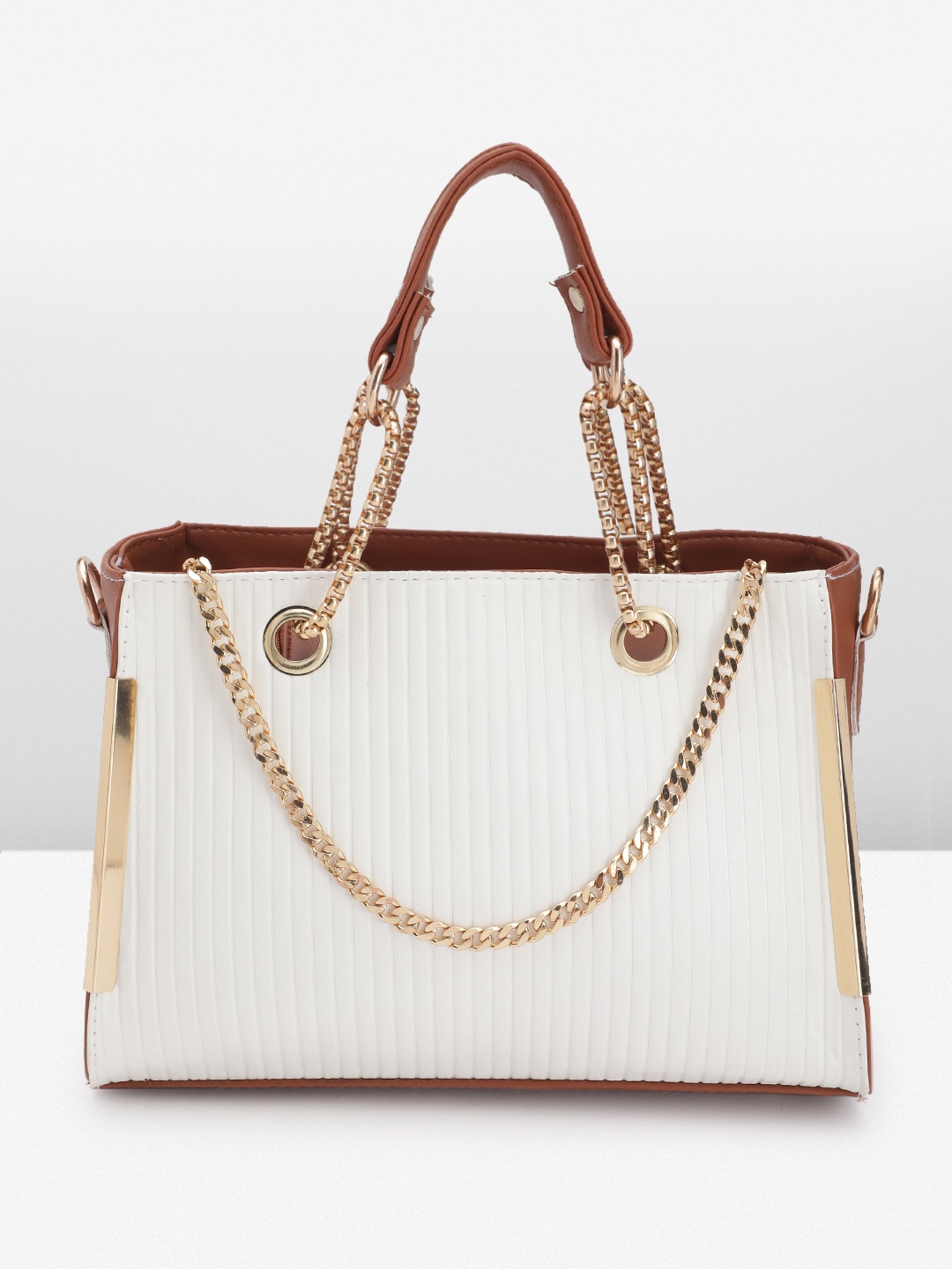 

Mast & Harbour Striped Shopper Tote Bag, White