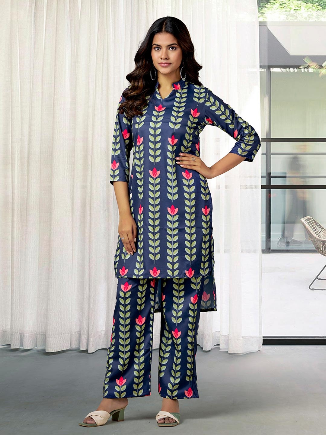 

Anouk Rustic Women Ethnic Motifs Printed Regular Kurta with Trousers, Blue