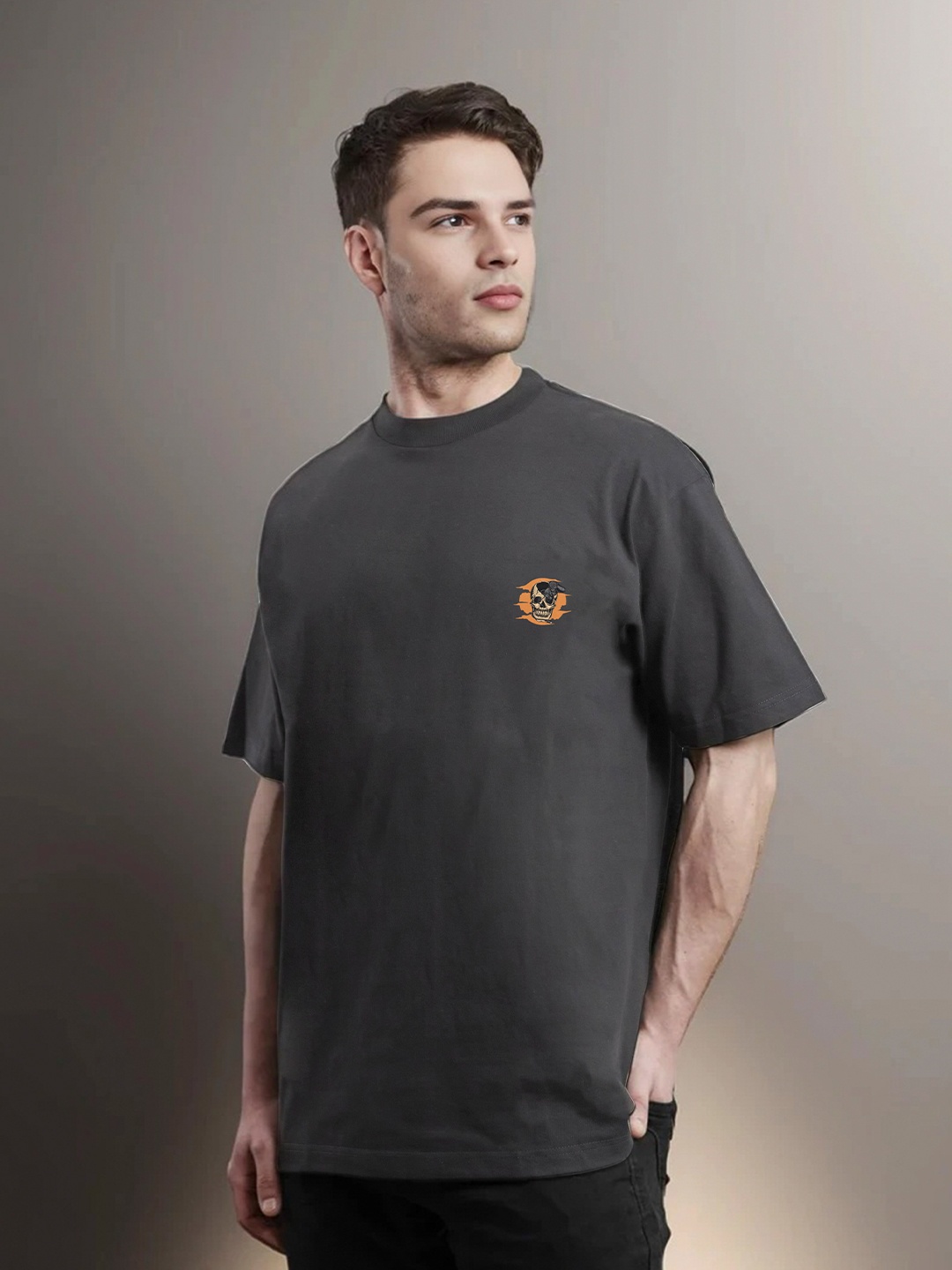 

Moda Rapido Men Printed Applique T-shirt, Black